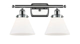 916-2W-PC-G41 2-Light 16" Polished Chrome Bath Vanity Light - Matte White Cased Large Cone Glass - LED Bulb - Dimmensions: 16 x 9 x 13 - Glass Up or Down: Yes