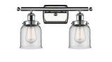916-2W-PC-G52 2-Light 16" Polished Chrome Bath Vanity Light - Clear Small Bell Glass - LED Bulb - Dimmensions: 16 x 6.5 x 12 - Glass Up or Down: Yes