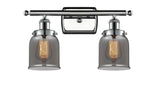 916-2W-PC-G53 2-Light 16" Polished Chrome Bath Vanity Light - Plated Smoke Small Bell Glass - LED Bulb - Dimmensions: 16 x 6.5 x 12 - Glass Up or Down: Yes
