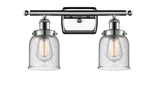 916-2W-PC-G54 2-Light 16" Polished Chrome Bath Vanity Light - Seedy Small Bell Glass - LED Bulb - Dimmensions: 16 x 6.5 x 12 - Glass Up or Down: Yes