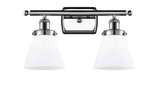 916-2W-PC-G61 2-Light 16" Polished Chrome Bath Vanity Light - Matte White Cased Small Cone Glass - LED Bulb - Dimmensions: 16 x 7.5 x 11 - Glass Up or Down: Yes