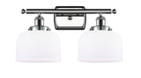 916-2W-PC-G71 2-Light 16" Polished Chrome Bath Vanity Light - Matte White Cased Large Bell Glass - LED Bulb - Dimmensions: 16 x 9 x 13 - Glass Up or Down: Yes