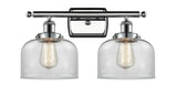 916-2W-PC-G72 2-Light 16" Polished Chrome Bath Vanity Light - Clear Large Bell Glass - LED Bulb - Dimmensions: 16 x 9 x 13 - Glass Up or Down: Yes