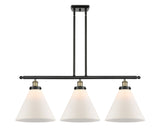 916-3I-BAB-G41-L 3-Light 36" Black Antique Brass Island Light - Matte White Cased Cone 12" Glass - LED Bulb - Dimmensions: 36 x 8 x 11<br>Minimum Height : 20.375<br>Maximum Height : 44.375 - Sloped Ceiling Compatible: Yes