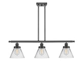 3-Light 36" Large Cone 3 Light Island Light - Cone Clear Glass - Choice of Finish And Incandesent Or LED Bulbs