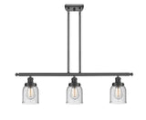 3-Light 36" Small Bell 3 Light Island Light - Bell-Urn Seedy Glass - Choice of Finish And Incandesent Or LED Bulbs