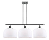 3-Light 36" X-Large Bell 3 Light Island Light - Bell-Urn Matte White Glass - Choice of Finish And Incandesent Or LED Bulbs