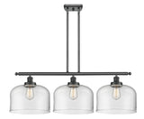 3-Light 36" X-Large Bell 3 Light Island Light - Bell-Urn Clear Glass - Choice of Finish And Incandesent Or LED Bulbs