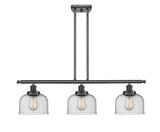 3-Light 36" Large Bell 3 Light Island Light - Bell-Urn Seedy Glass - Choice of Finish And Incandesent Or LED Bulbs
