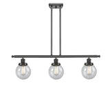 3-Light 36" Oil Rubbed Bronze Island Light - Seedy Beacon Glass Shades Included - Choice of Finish And Incandesent Or LED Bulbs