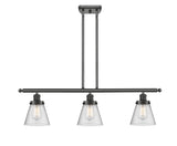 3-Light 36" Small Cone 3 Light Island Light - Cone Seedy Glass - Choice of Finish And Incandesent Or LED Bulbs