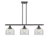 3-Light 36" Large Bell 3 Light Island Light - Bell-Urn Clear Glass - Choice of Finish And Incandesent Or LED Bulbs