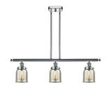 916-3I-PC-G58 3-Light 36" Polished Chrome Island Light - Silver Plated Mercury Small Bell Glass - LED Bulb - Dimmensions: 36 x 5 x 10<br>Minimum Height : 19.375<br>Maximum Height : 43.375 - Sloped Ceiling Compatible: Yes