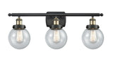 916-3W-BAB-G204-6 3-Light 26" Black Antique Brass Bath Vanity Light - Seedy Beacon Glass - LED Bulb - Dimmensions: 26 x 7.5 x 11 - Glass Up or Down: Yes