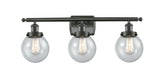 916-3W-OB-G204-6 3-Light 26" Oil Rubbed Bronze Bath Vanity Light - Seedy Beacon Glass - LED Bulb - Dimmensions: 26 x 7.5 x 11 - Glass Up or Down: Yes