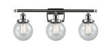 916-3W-PC-G204-6 3-Light 26" Polished Chrome Bath Vanity Light - Seedy Beacon Glass - LED Bulb - Dimmensions: 26 x 7.5 x 11 - Glass Up or Down: Yes