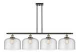 4-Light 48" Antique Copper Island Light - Seedy X-Large Bell Glass LED