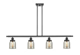 4-Light 48" Matte Black Island Light - Silver Plated Mercury Small Bell Glass - LED Bulbs Included