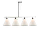 4-Light 48" Oil Rubbed Bronze Island Light - Matte White Cased X-Large Cone Glass - LED Bulbs Included