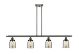 4-Light 48" Oil Rubbed Bronze Island Light - Silver Plated Mercury Small Bell Glass - LED Bulbs Included