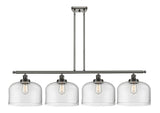 916-4I-OB-G72-L 4-Light 48" Oil Rubbed Bronze Island Light - Clear X-Large Bell Glass - LED Bulb - Dimmensions: 48 x 8 x 10<br>Minimum Height : 20.375<br>Maximum Height : 44.375 - Sloped Ceiling Compatible: Yes