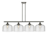 916-4I-OB-G74-L 4-Light 48" Oil Rubbed Bronze Island Light - Seedy X-Large Bell Glass - LED Bulb - Dimmensions: 48 x 8 x 10<br>Minimum Height : 20.375<br>Maximum Height : 44.375 - Sloped Ceiling Compatible: Yes