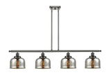4-Light 48" Oil Rubbed Bronze Island Light - Silver Plated Mercury Large Bell Glass - LED Bulbs Included