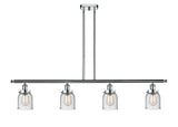 916-4I-PC-G54 4-Light 48" Polished Chrome Island Light - Seedy Small Bell Glass - LED Bulb - Dimmensions: 48 x 5 x 10<br>Minimum Height : 19.375<br>Maximum Height : 43.375 - Sloped Ceiling Compatible: Yes