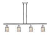 4-Light 48" Polished Chrome Island Light - Silver Plated Mercury Small Bell Glass - LED Bulbs Included