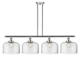 916-4I-PC-G72-L 4-Light 48" Polished Chrome Island Light - Clear X-Large Bell Glass - LED Bulb - Dimmensions: 48 x 8 x 10<br>Minimum Height : 20.375<br>Maximum Height : 44.375 - Sloped Ceiling Compatible: Yes