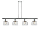 916-4I-PC-G72 4-Light 48" Polished Chrome Island Light - Clear Large Bell Glass - LED Bulb - Dimmensions: 48 x 8 x 10<br>Minimum Height : 20.375<br>Maximum Height : 44.375 - Sloped Ceiling Compatible: Yes
