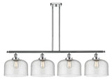 916-4I-PC-G74-L 4-Light 48" Polished Chrome Island Light - Seedy X-Large Bell Glass - LED Bulb - Dimmensions: 48 x 8 x 10<br>Minimum Height : 20.375<br>Maximum Height : 44.375 - Sloped Ceiling Compatible: Yes