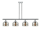 916-4I-PC-G78 4-Light 48" Polished Chrome Island Light - Silver Plated Mercury Large Bell Glass - LED Bulb - Dimmensions: 48 x 8 x 10<br>Minimum Height : 20.375<br>Maximum Height : 44.375 - Sloped Ceiling Compatible: Yes