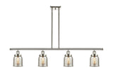 4-Light 48" Polished Nickel Island Light - Silver Plated Mercury Small Bell Glass - LED Bulbs Included