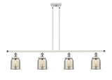 916-4I-WPC-G58 4-Light 48" White and Polished Chrome Island Light - Silver Plated Mercury Small Bell Glass - LED Bulb - Dimmensions: 48 x 5 x 10<br>Minimum Height : 19.375<br>Maximum Height : 43.375 - Sloped Ceiling Compatible: Yes