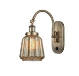 918-1W-AB-G146 1-Light 7" Antique Brass Sconce - Mercury Plated Chatham Glass - LED Bulb - Dimmensions: 7 x 13.5 x 14.75 - Glass Up or Down: Yes
