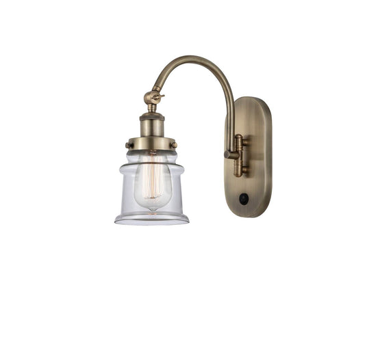 918-1W-AB-G182S 1-Light 6.5" Antique Brass Sconce - Clear Small Canton Glass - LED Bulb - Dimmensions: 6.5 x 12.625 x 12.25 - Glass Up or Down: Yes