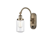 1-Light 4.5" Antique Brass Sconce - Clear Dover Glass LED