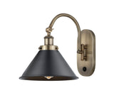 918-1W-AB-M10-BK 1-Light 10" Antique Brass Sconce - Antique Brass Briarcliff Shade - LED Bulb - Dimmensions: 10 x 15 x 12.25 - Glass Up or Down: Yes