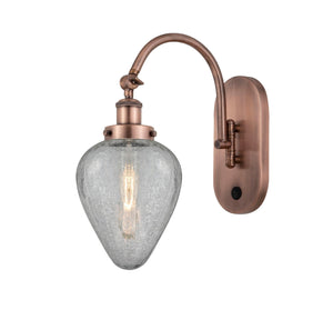 1-Light 6.5" Antique Copper Sconce - Clear Crackle Geneseo Glass LED