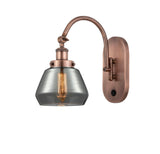 1-Light 7" Antique Brass Sconce - Plated Smoke Fulton Glass LED