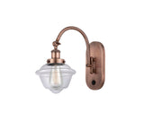 1-Light 7.5" Antique Brass Sconce - Clear Small Oxford Glass LED