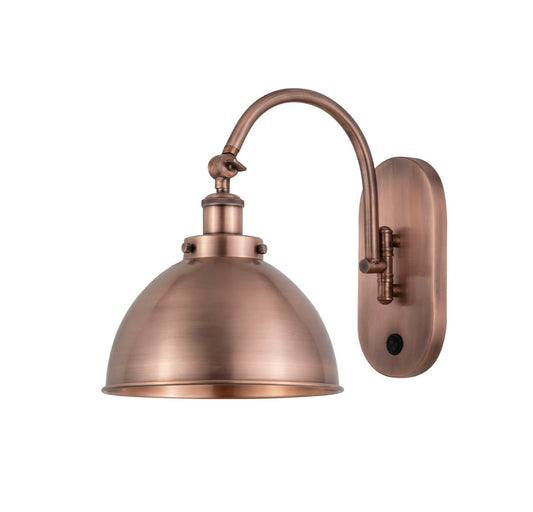 918-1W-AC-MFD-10-AC 1-Light 10" Antique Copper Sconce - Antique Copper Ballston Urban Shade - LED Bulb - Dimmensions: 10 x 12 x 11 - Glass Up or Down: Yes