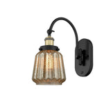 918-1W-BAB-G146 1-Light 7" Black Antique Brass Sconce - Mercury Plated Chatham Glass - LED Bulb - Dimmensions: 7 x 13.5 x 14.75 - Glass Up or Down: Yes
