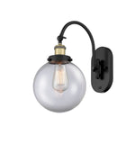 1-Light 8" Beacon Sconce - Globe-Orb Clear Glass LED
