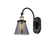 918-1W-BAB-G63 1-Light 6.25" Black Antique Brass Sconce - Plated Smoke Small Cone Glass - LED Bulb - Dimmensions: 6.25 x 13.125 x 12.5 - Glass Up or Down: Yes