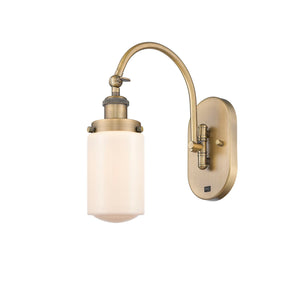 1-Light 4.5" Brushed Brass Sconce - Matte White Cased Dover Glass LED