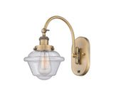 918-1W-BB-G534 1-Light 7.5" Brushed Brass Sconce - Seedy Small Oxford Glass - LED Bulb - Dimmensions: 7.5 x 13.75 x 12.5 - Glass Up or Down: Yes