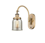 918-1W-BB-G58 1-Light 5" Brushed Brass Sconce - Silver Plated Mercury Small Bell Glass - LED Bulb - Dimmensions: 5 x 12.5 x 12.5 - Glass Up or Down: Yes