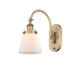 1-Light 6.25" Antique Brass Sconce - Matte White Cased Small Cone Glass LED